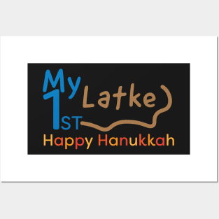 My First Hanukkah Latke Blue Orange Posters and Art